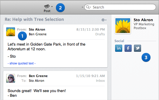Postbox is the most socially connected email client around